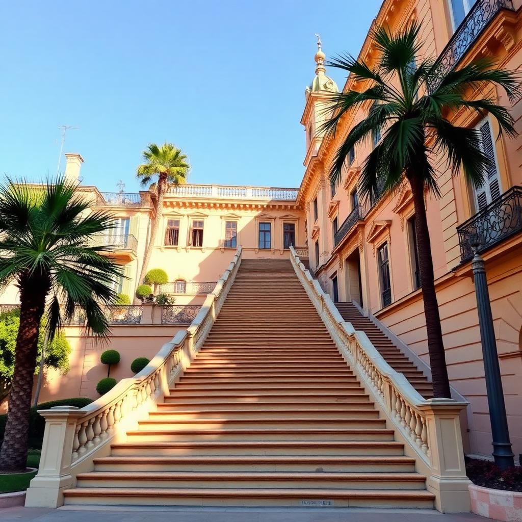Escalier monumental et façades Belle Époque à Beausoleil