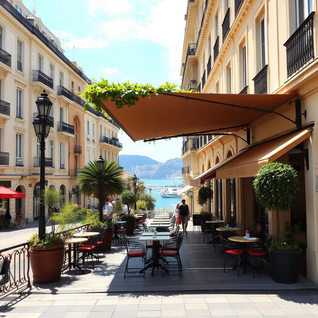 Terrasse de café sur le boulevard à Beausoleil