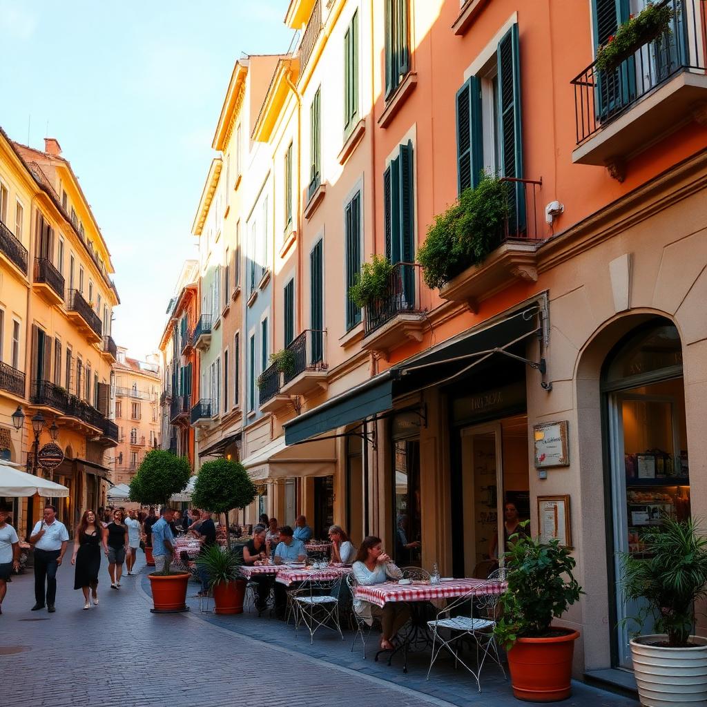 Rue Saint-Michel et ses terrasses à Menton