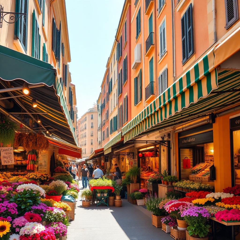 Cours Saleya, marché aux fleurs et primeurs de Nice